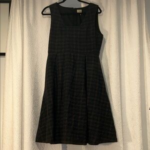 Modern Vintage Plaid Wool Blend Midi Dress